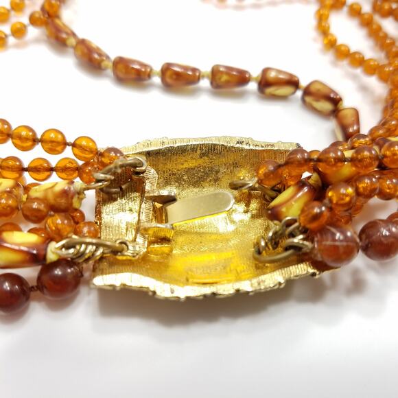 Vintage Selini Lucite Multi-strand Necklace, Decorative Clasp, 1960s Jewelry - Picture 5 of 10